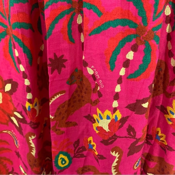 Farm Rio Skirt Smocked Printed Maxi in Pink Floral - Picture 5 of 8